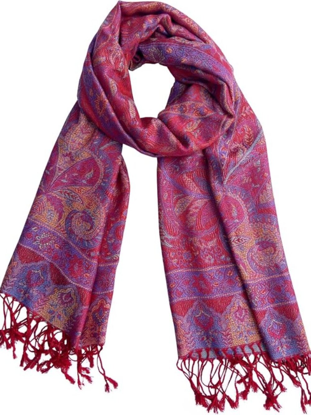 Women's Paisley Pashmina Rave Scarf Shawl Wraps Festival Accessory Pink